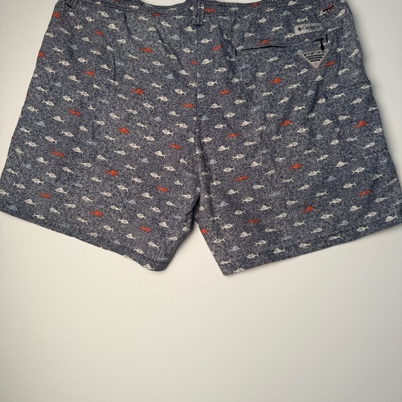 Columbia PFG Swim Trunks Mens XL Blue Fish Print Lined Board Shorts - Picture 2 of 6